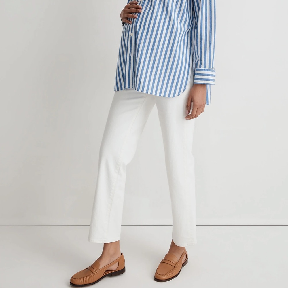 Madewell Maternity Over-the-Belly Perfect Vintage Straight Jean in Tile White